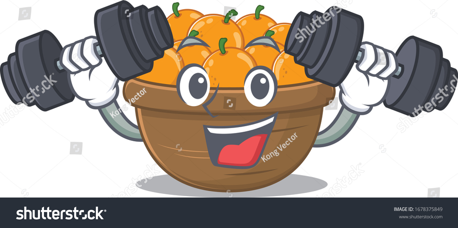 Smiley Fitness exercise orange fruit basket - Royalty Free Stock Vector ...