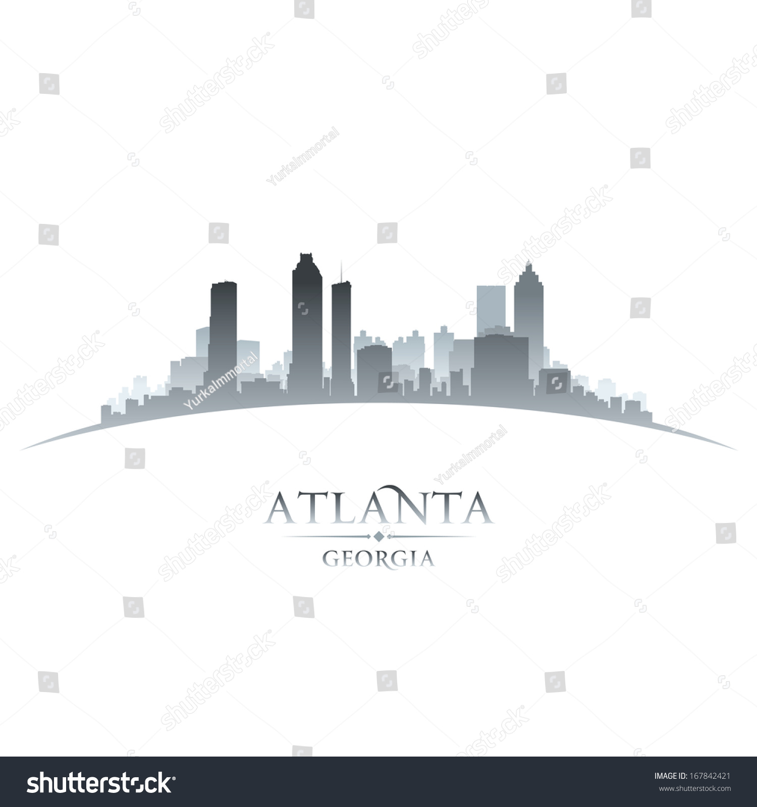 Atlanta Georgia city skyline silhouette. Vector - Royalty Free Stock ...