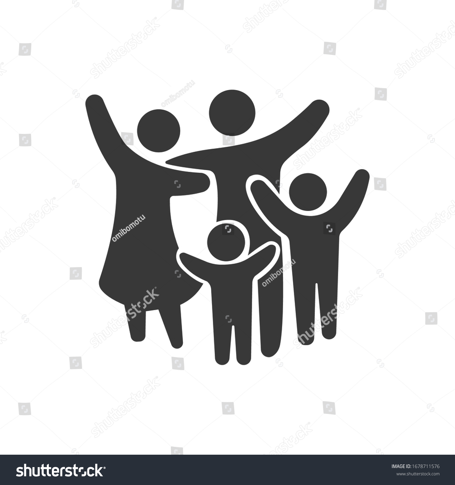 Family Flat Icon Black and White Vector Graphic #1678711576