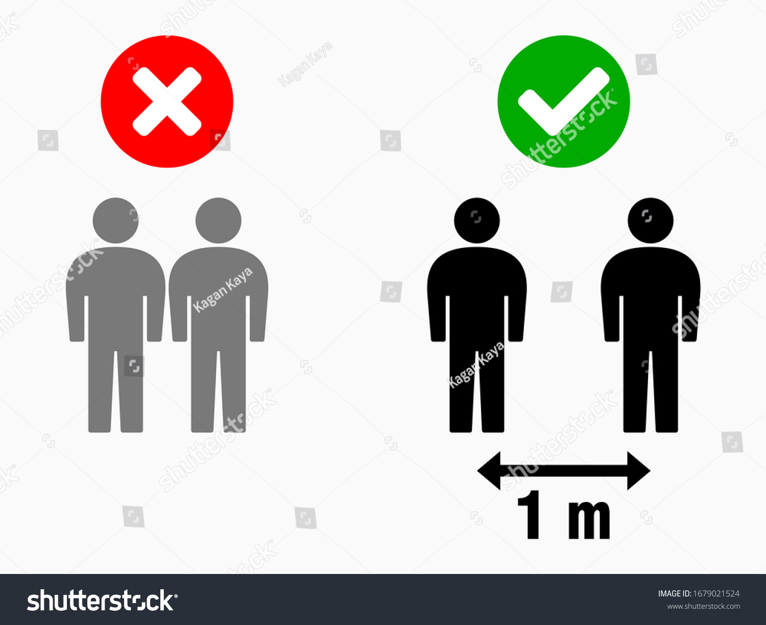 Social Distancing Keep Your Distance 1 m or 1 Metre Infographic Icon. Vector Image. #1679021524