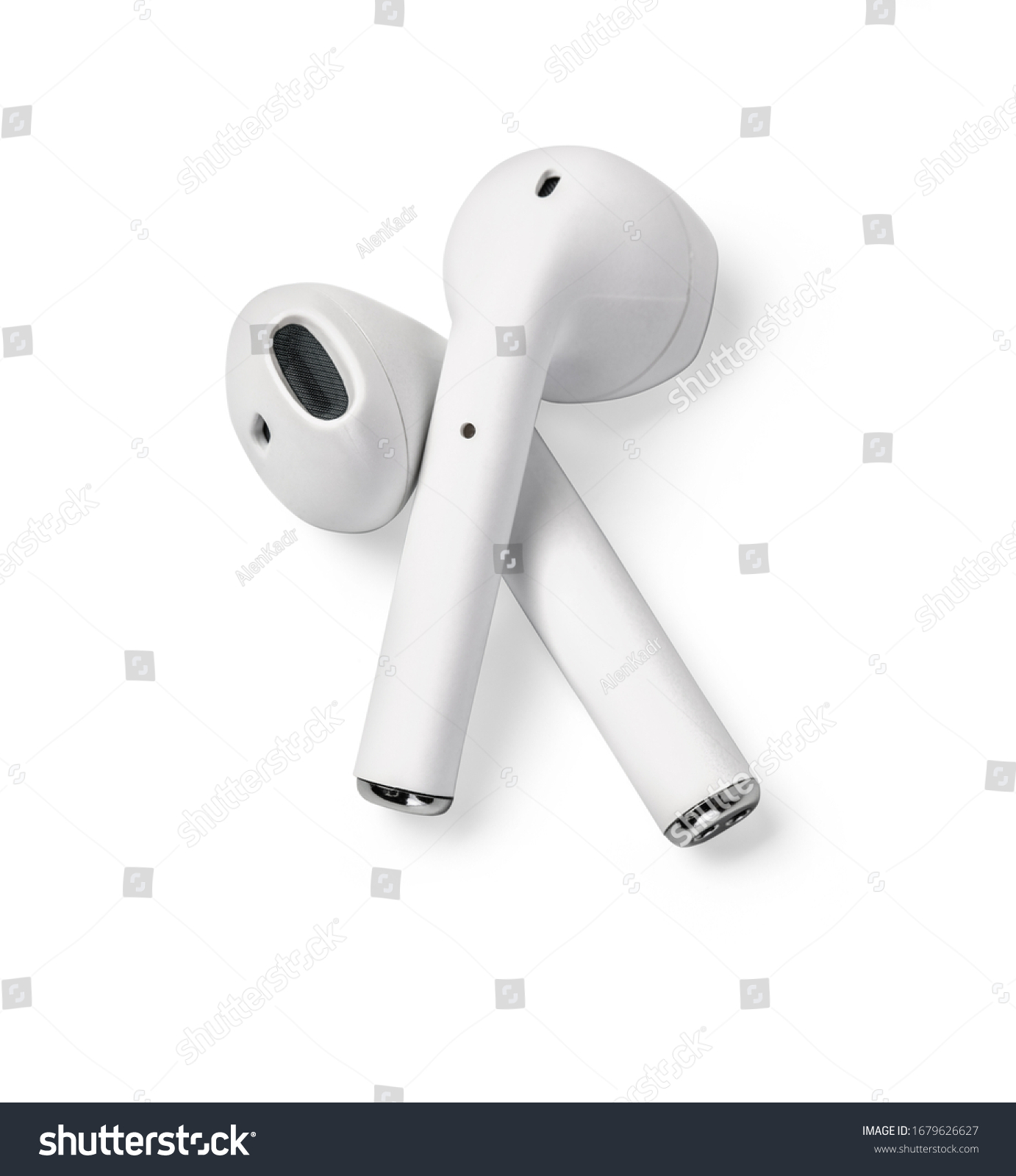 White headphones wireless earphones isolated on white with clipping path #1679626627