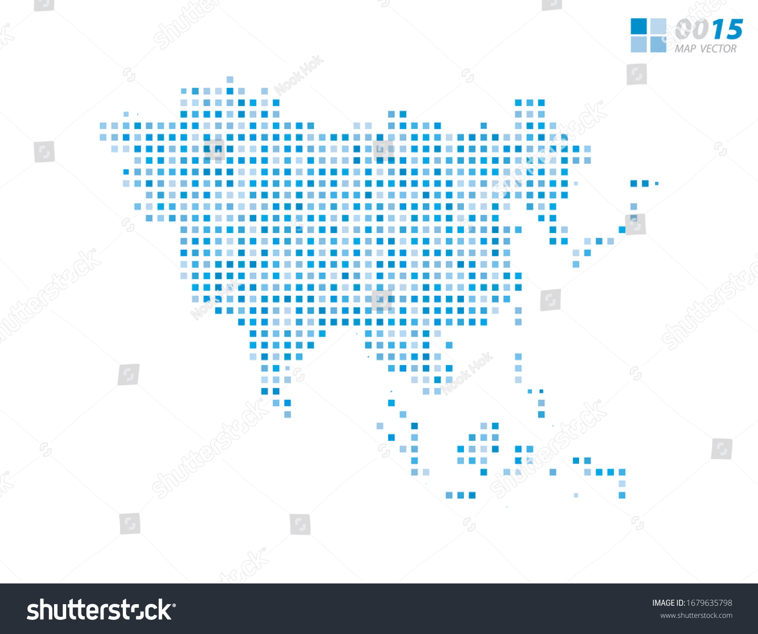 Abstract vector pixel blue of Asia map. Halftone - Royalty Free Stock ...