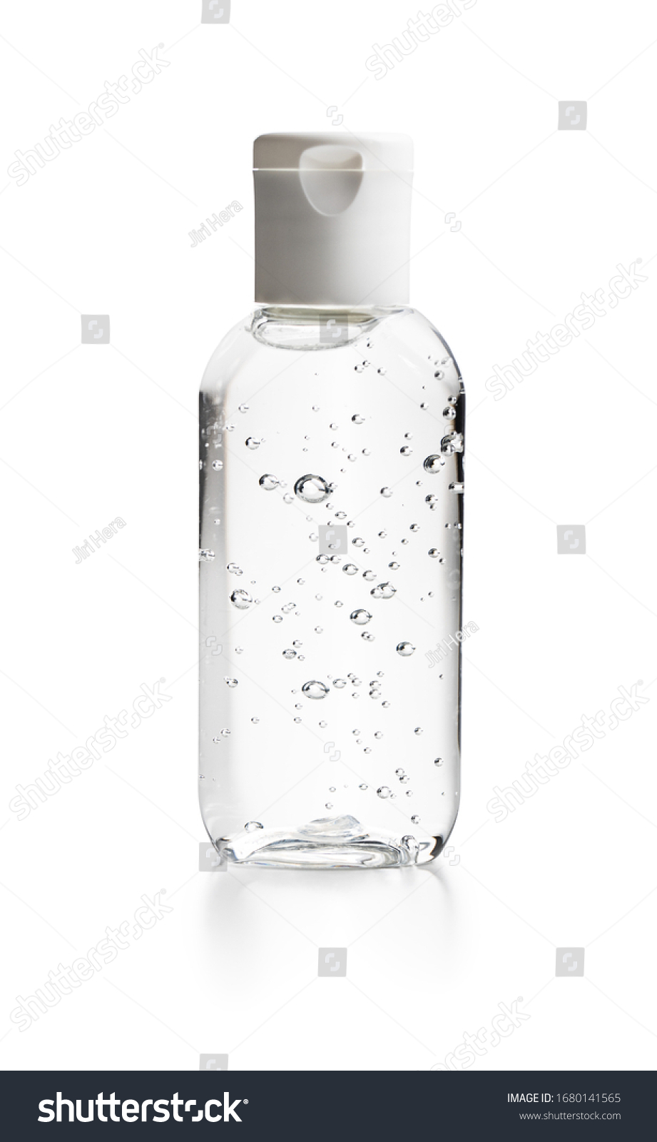 Coronavirus prevention hand sanitizer gel in bottle. Hand disinfectant gel isolated on white background. #1680141565
