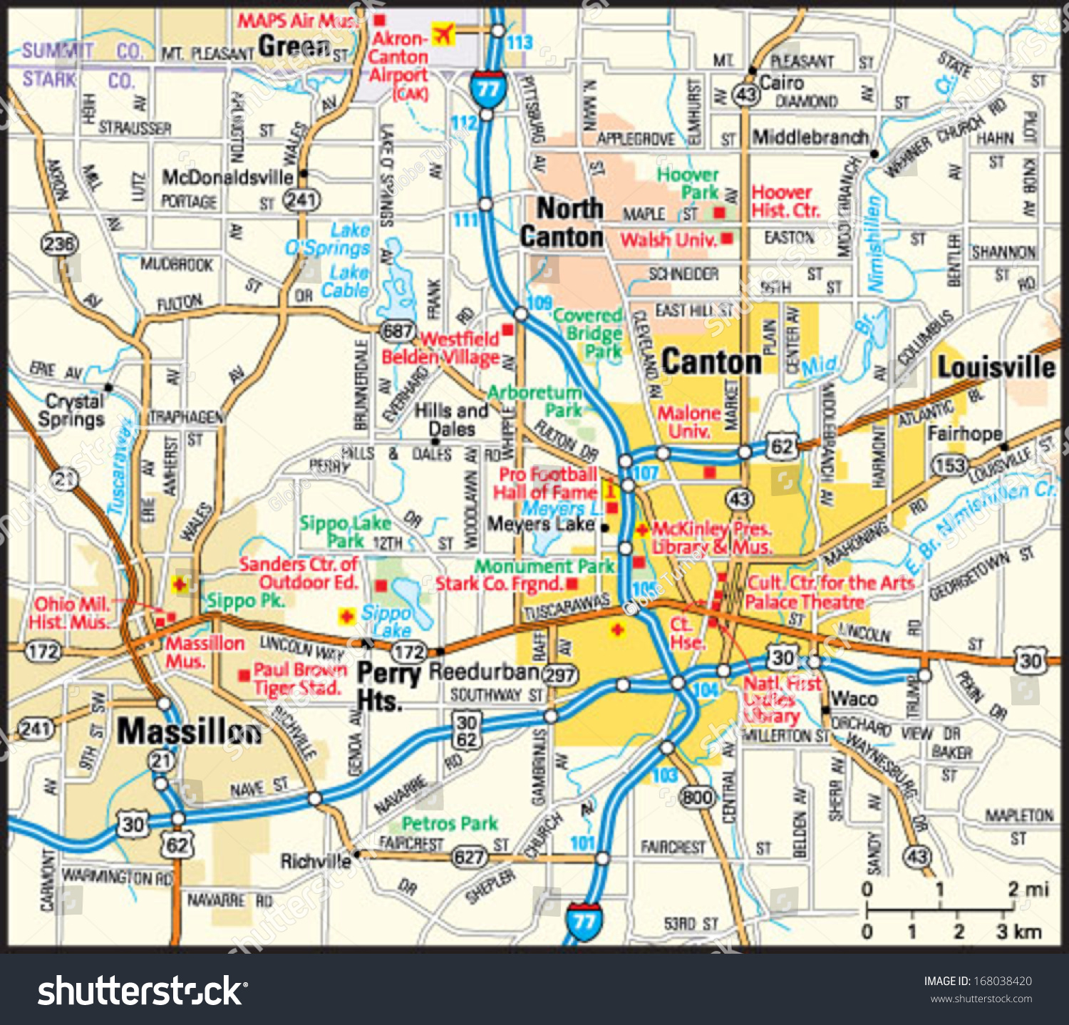 Canton, Ohio area map - Royalty Free Stock Vector 168038420 - Avopix.com