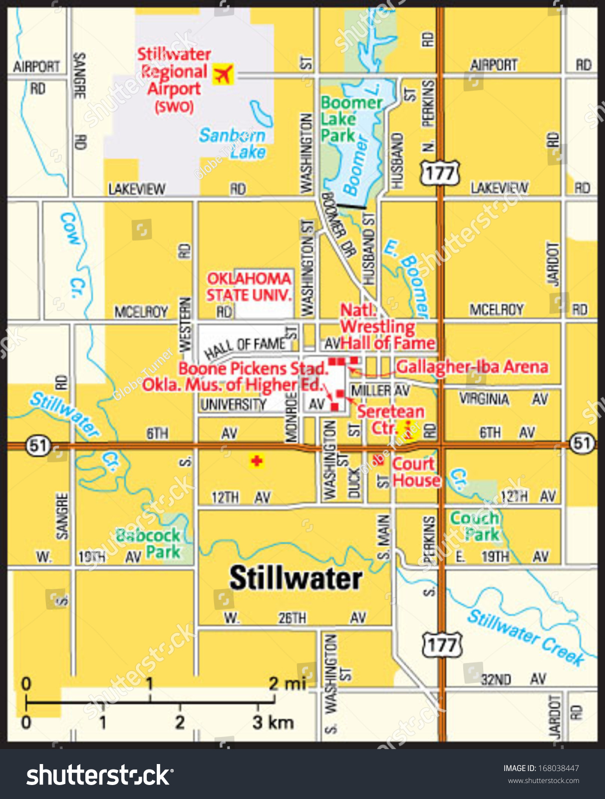 Stillwater, Oklahoma area map - Royalty Free Stock Vector 168038447 - Avopix.com