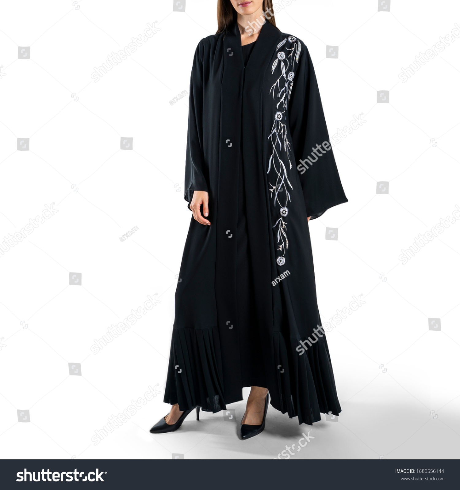 Arabic Muslim woman in stylish abaya, in white background - Image #1680556144