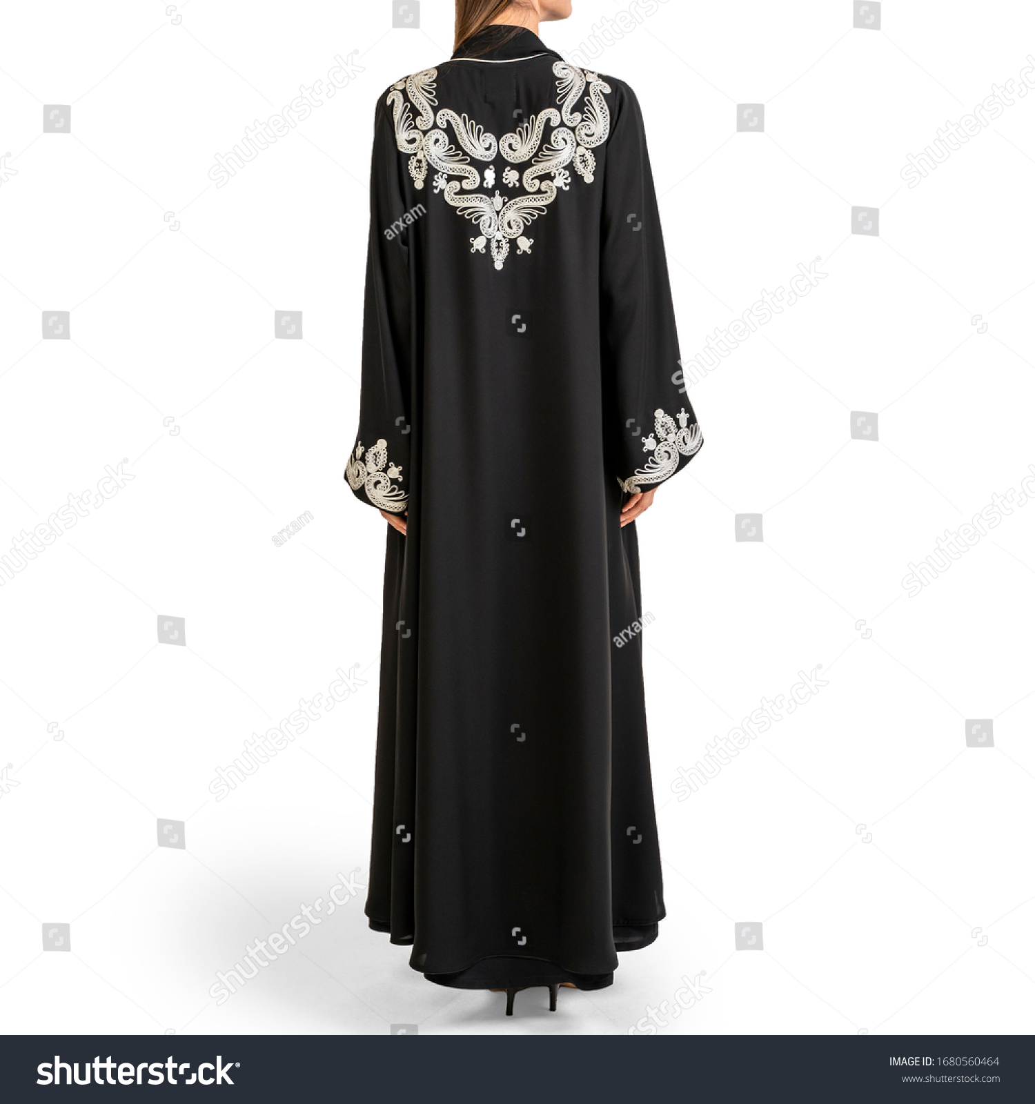 Arabic Muslim woman in stylish abaya, in white background - Image #1680560464