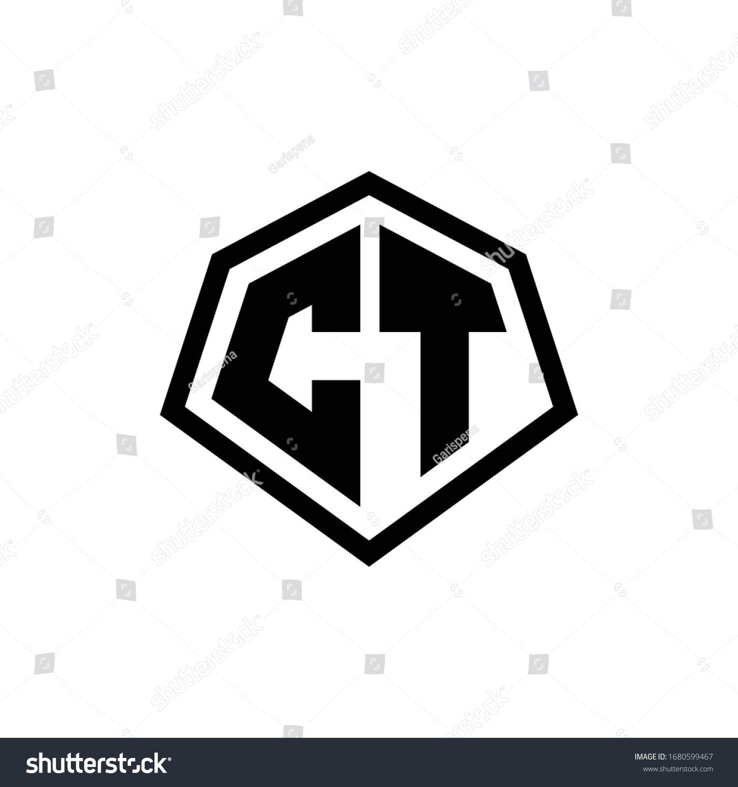 CT monogram logo with hexagon shape and line - Royalty Free Stock ...