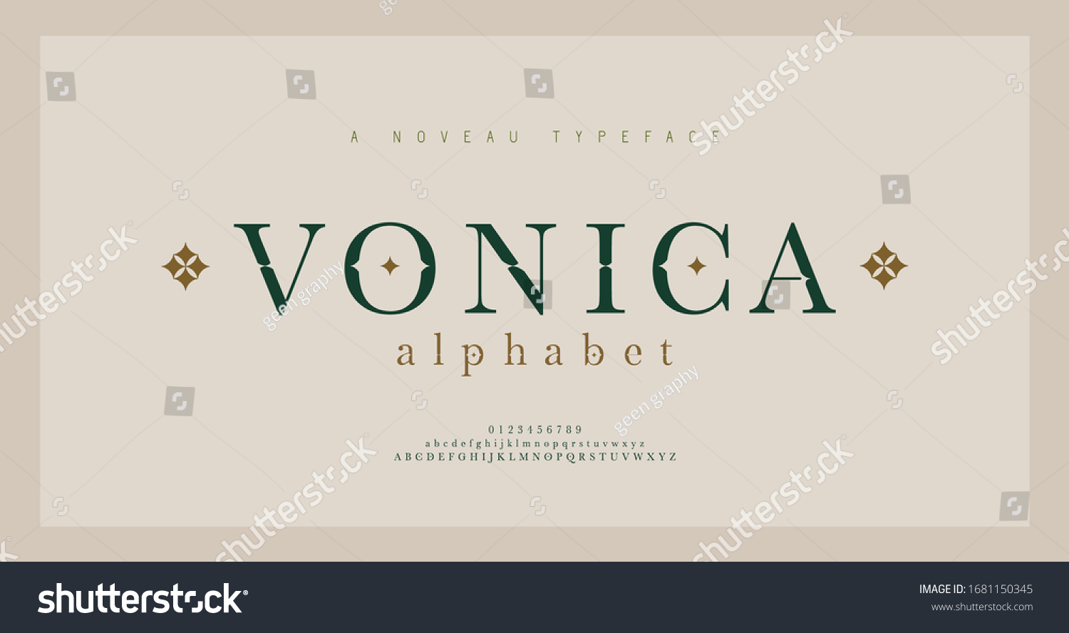 Elegant alphabet letters serif font and number. Classic Lettering Minimal Fashion. Typography fonts regular uppercase, lowercase and numbers. vector illustration #1681150345