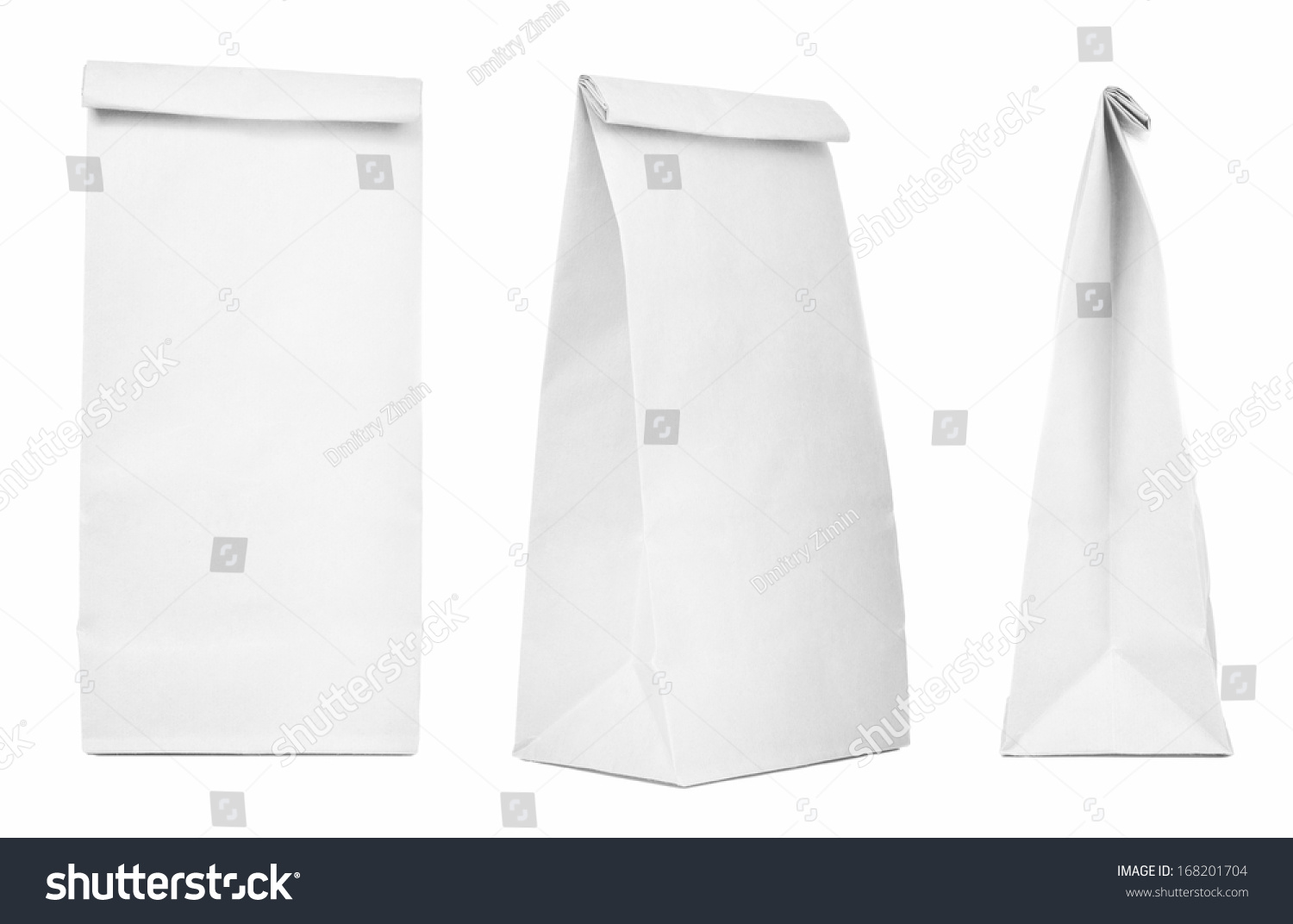 Blank paper bag set isolated on white background. Paper bags with copy space  #168201704