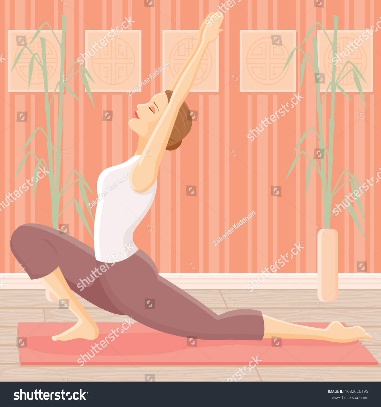 Girl Cartoon Doing Yoga Exercises Vector Royalty Free Stock Vector 1682026195 8376