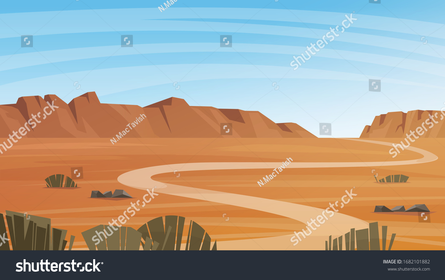 Grand Canyon desert landscape vector illustration.