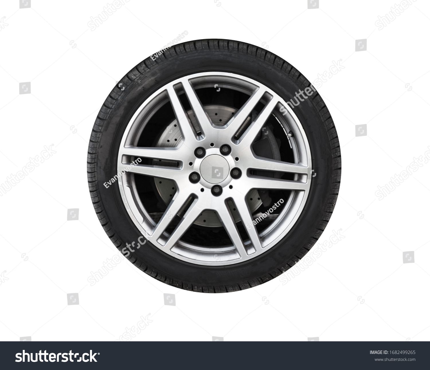 Shiny new car wheel isolated on white background #1682499265