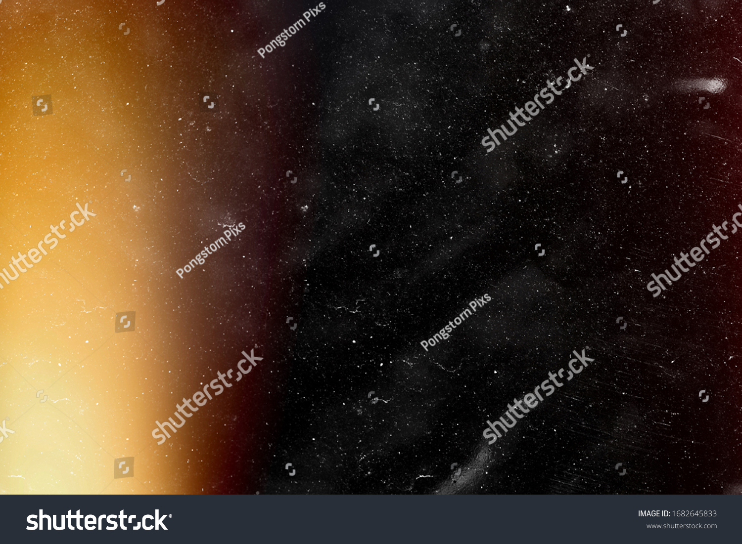 Designed film texture background with heavy grain, dust and a light leak Real Lens Flare Shot in Studio over Black Background. Easy to add as Overlay or Screen Filter over Photos overlay #1682645833
