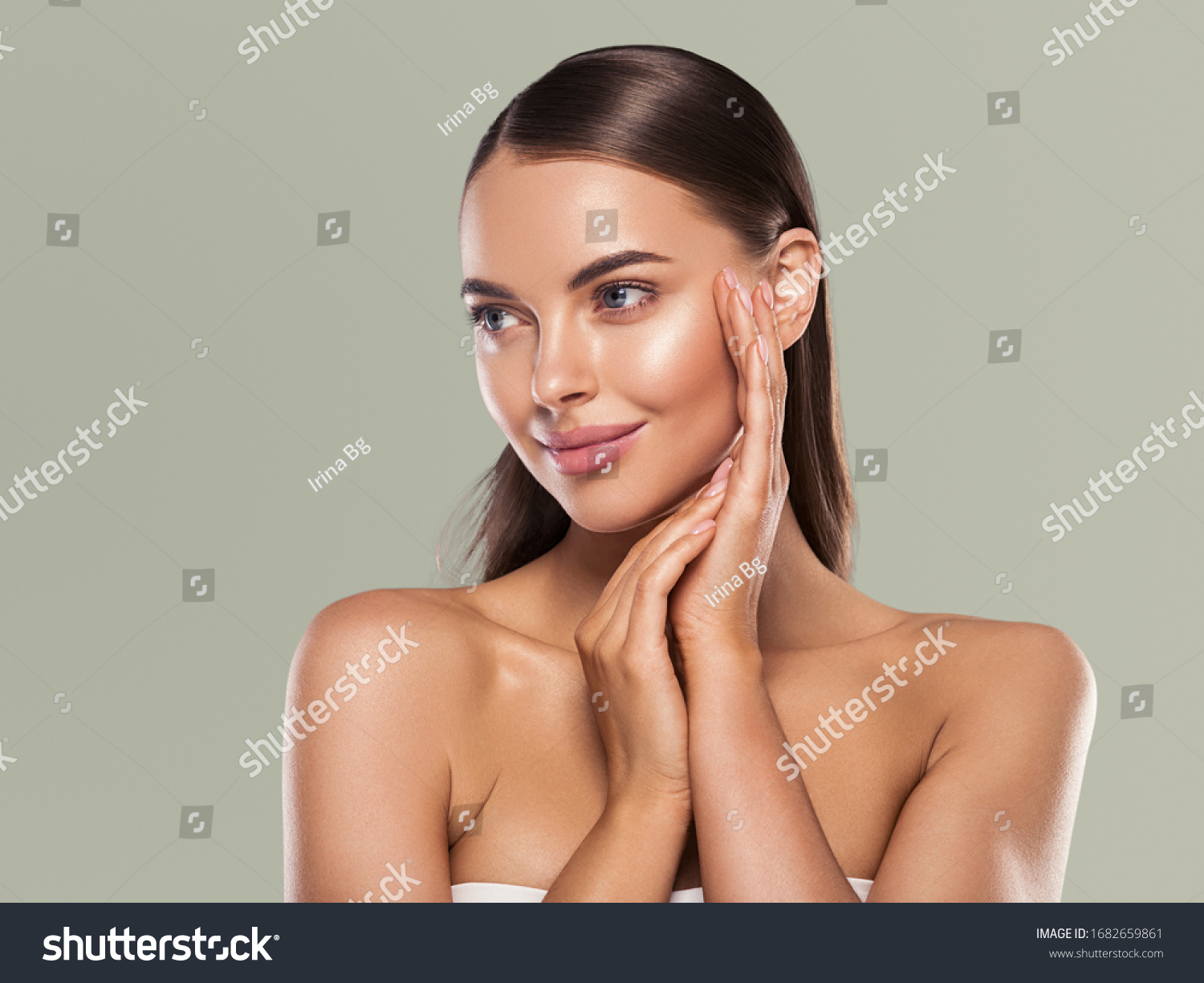 Beauty woman clean healthy skin natural make up spa concept long smooth hair #1682659861