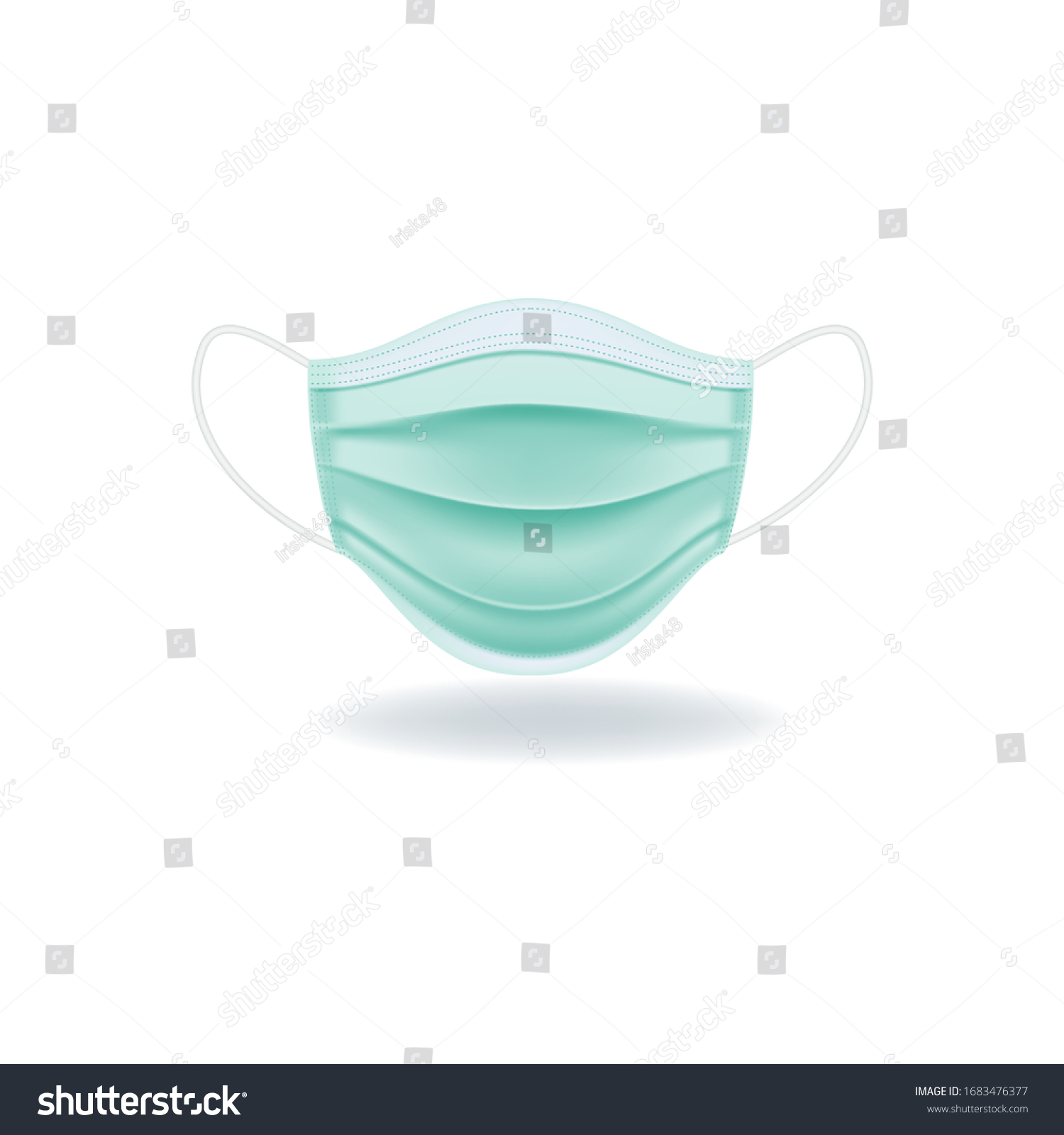 Protective medical face mask isolated on white background. Realistic vector illustration.  #1683476377