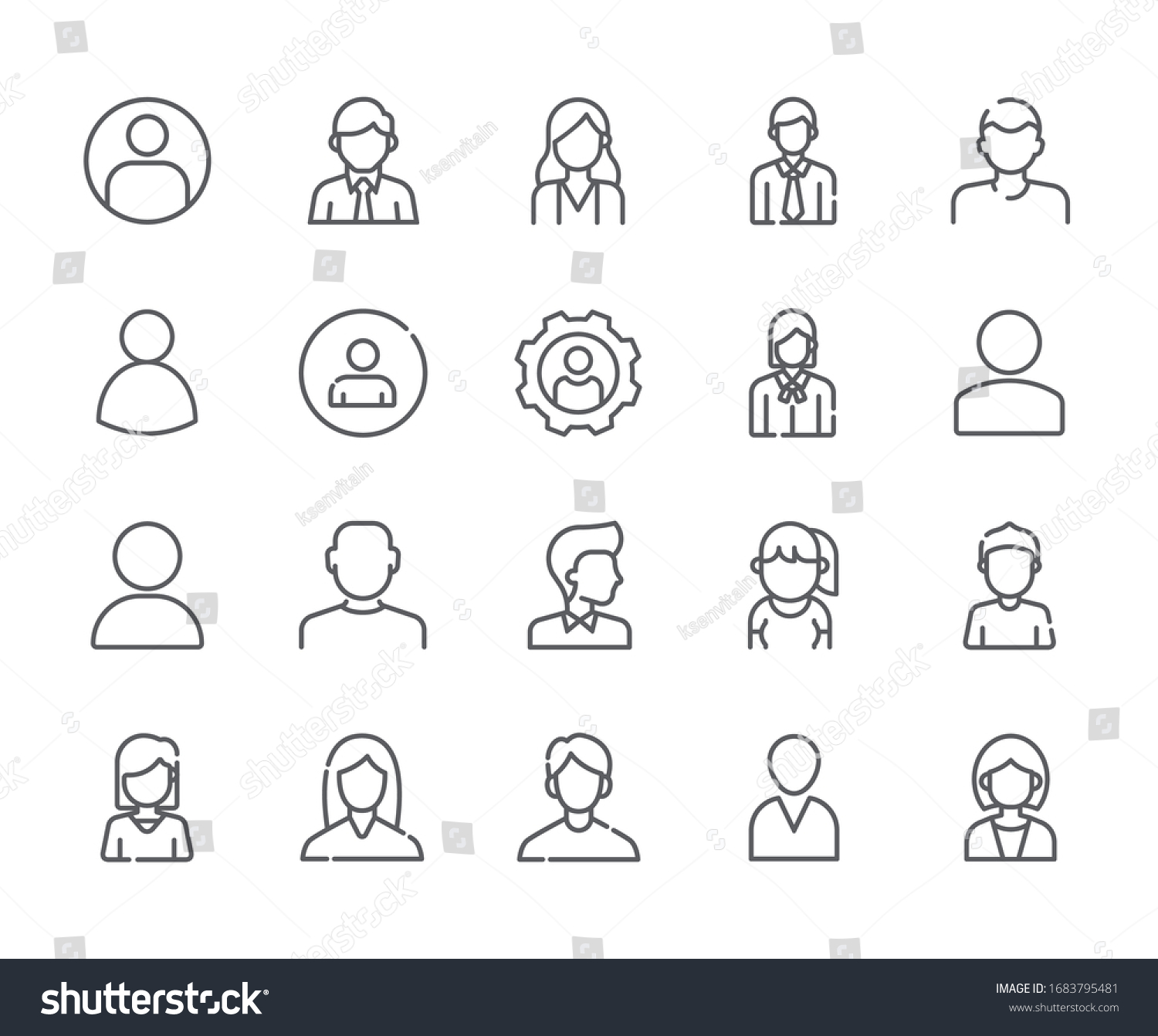 Set of avatar Related Vector Line Icons. Includes such Icons as person, user, male, female, human and more. - vector #1683795481