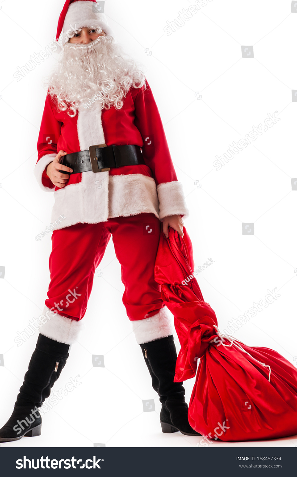 Santa Claus in a big bag of gifts #168457334