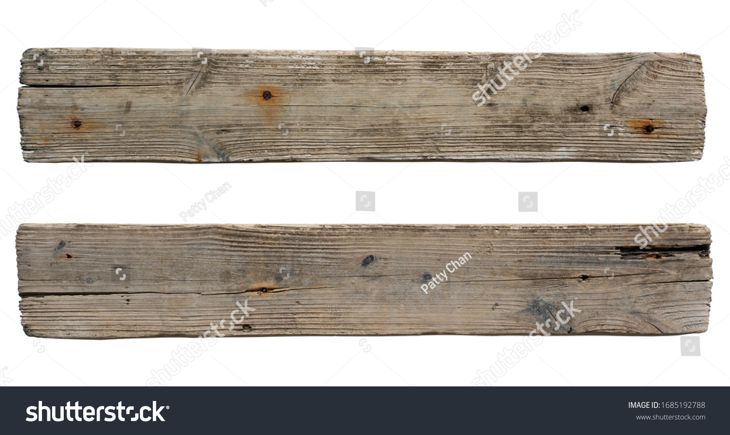 old wooden sign board background. plank wood isolated for design art work or add text message. #1685192788