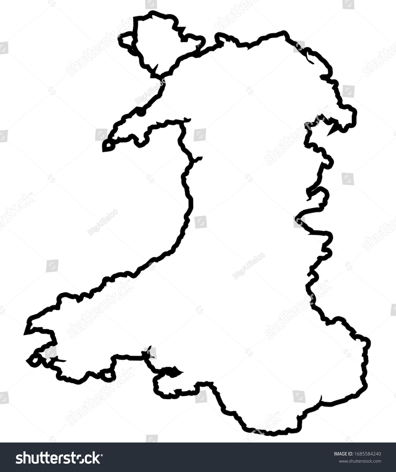 Outline contour map of Wales in the United - Royalty Free Stock Vector ...