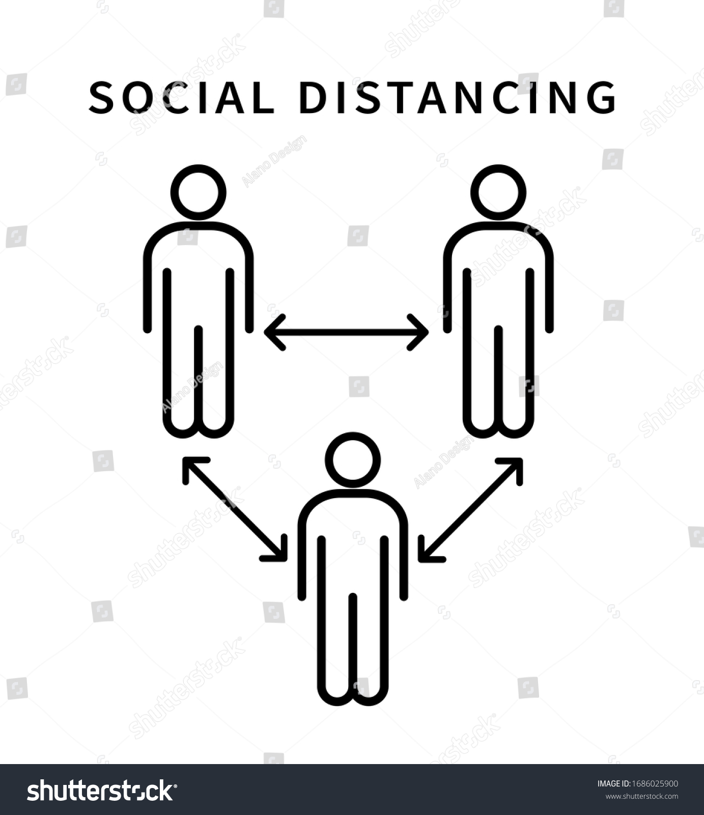 Social distancing icon. Keep the 1-2 meter distance. Coronovirus epidemic protective. Vector illustration #1686025900