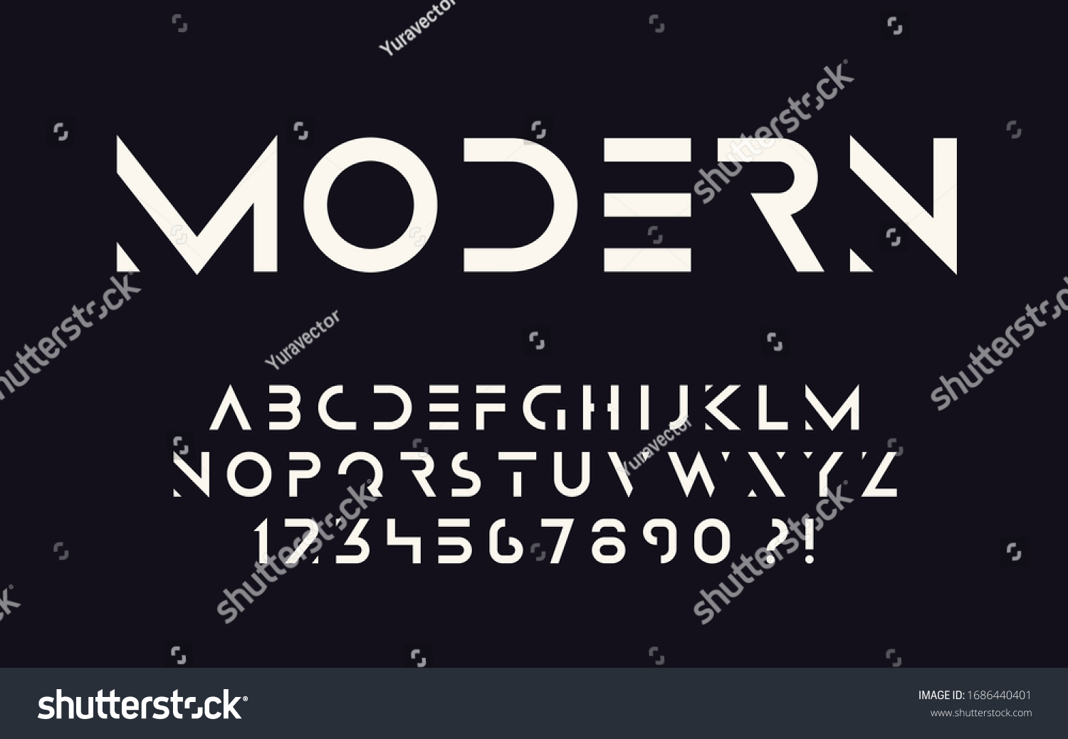 Geometric Font Bold Letters And Numbers Modern - Royalty Free Stock ...