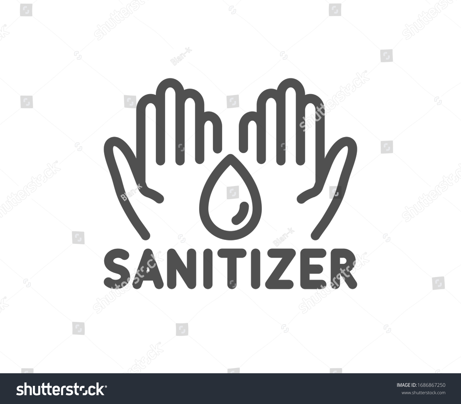 Hand sanitizer line icon. Sanitary cleaning sign. Washing hands symbol. Quality design element. Editable stroke. Linear style hand sanitizer icon. Vector #1686867250