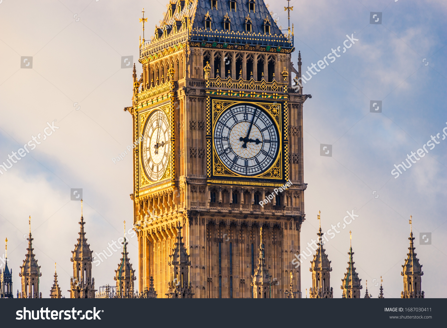 Big Ben clock at colorful blue sky, Landmark of London, UK #1687030411