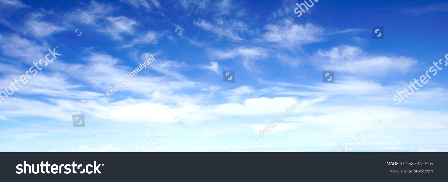 Beautiful blue sky with white cloud, long format  can use banner, background, wallpaper. #1687342516