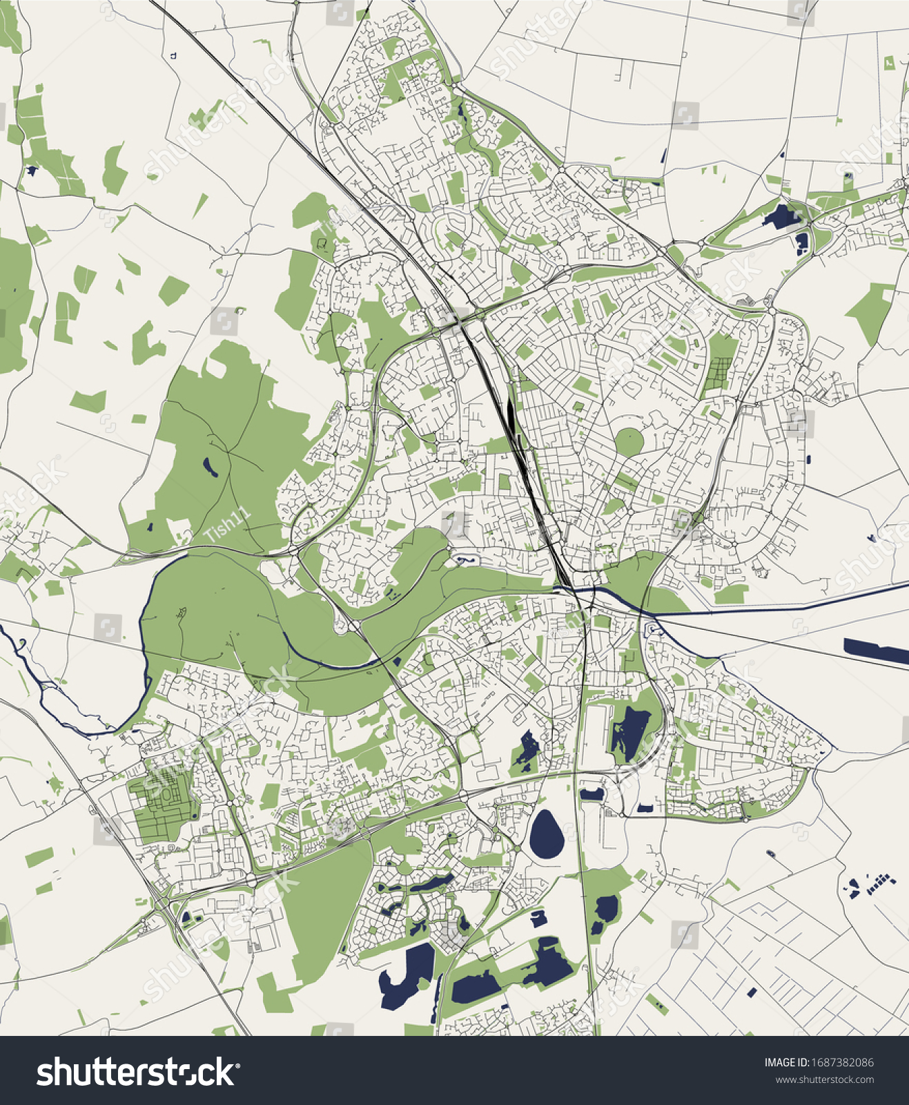 Vector Map Of The City Of Peterborough Royalty Free Stock Vector