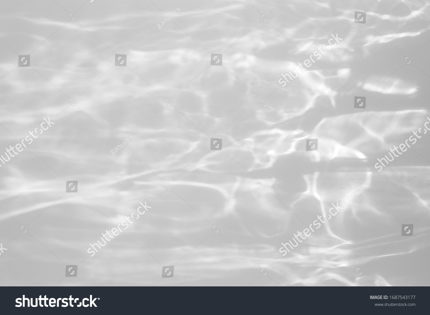 Blurred Water texture overlay effect for photo and mockups. Organic drop diagonal shadow and light caustic effect on a white wall. Shadows for natural light effects #1687543177
