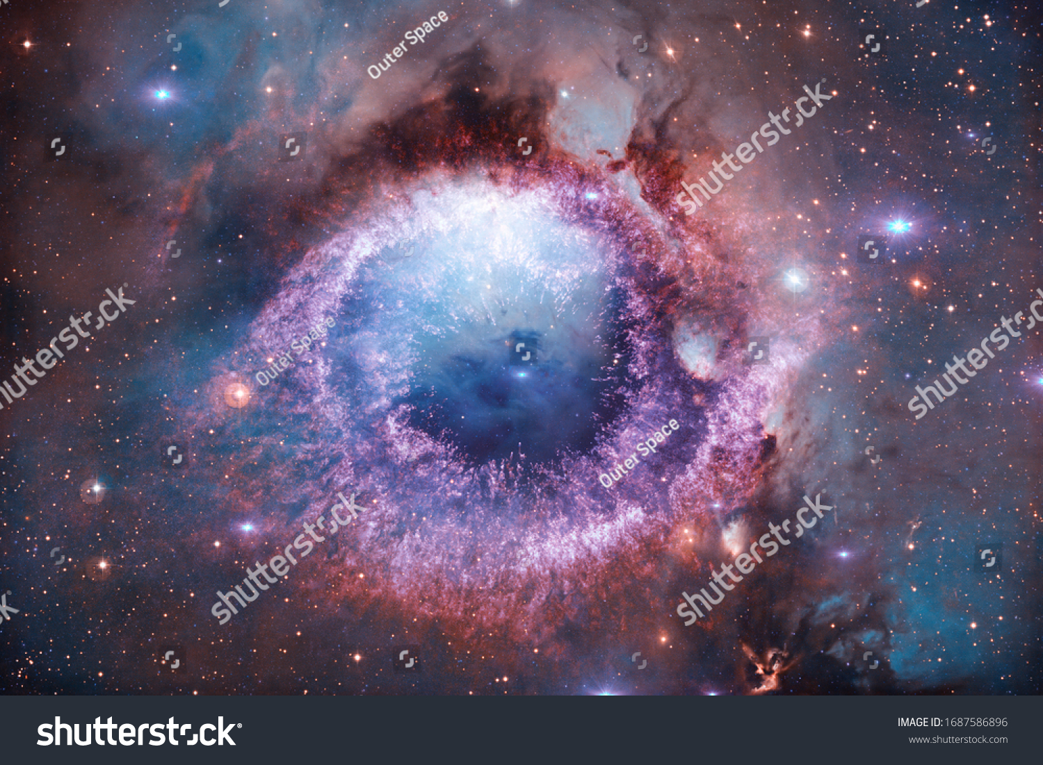 Starfield in outer space many light years far from the Earth. Elements of this image furnished by NASA. #1687586896