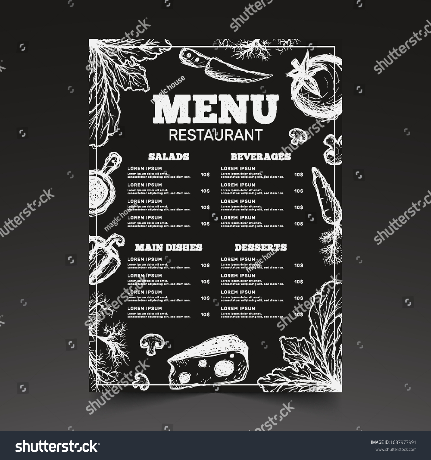 Trendy restaurant menu in an unusual style of - Royalty Free Stock ...