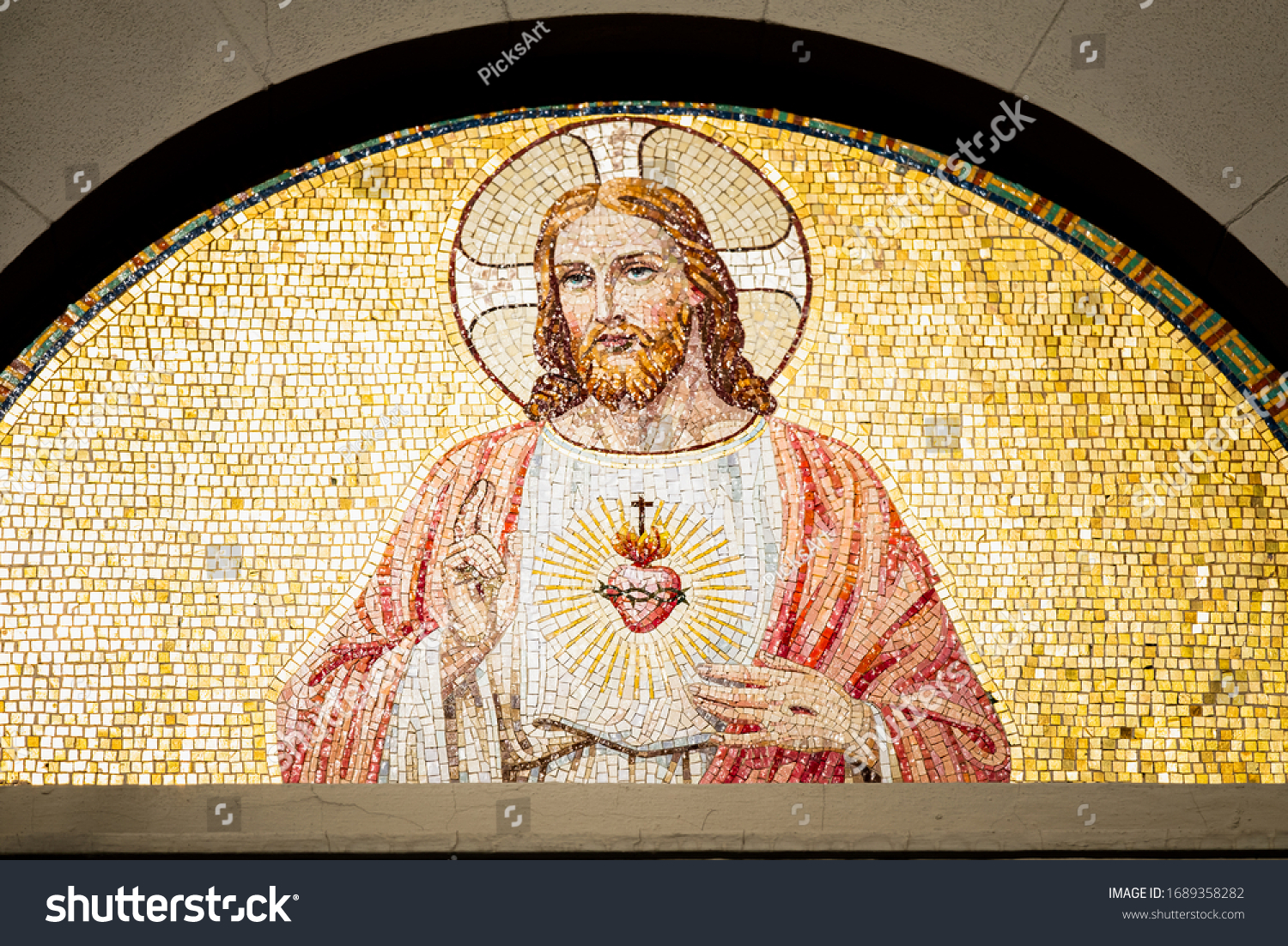 Mosaic fresco in a church, Italy #1689358282