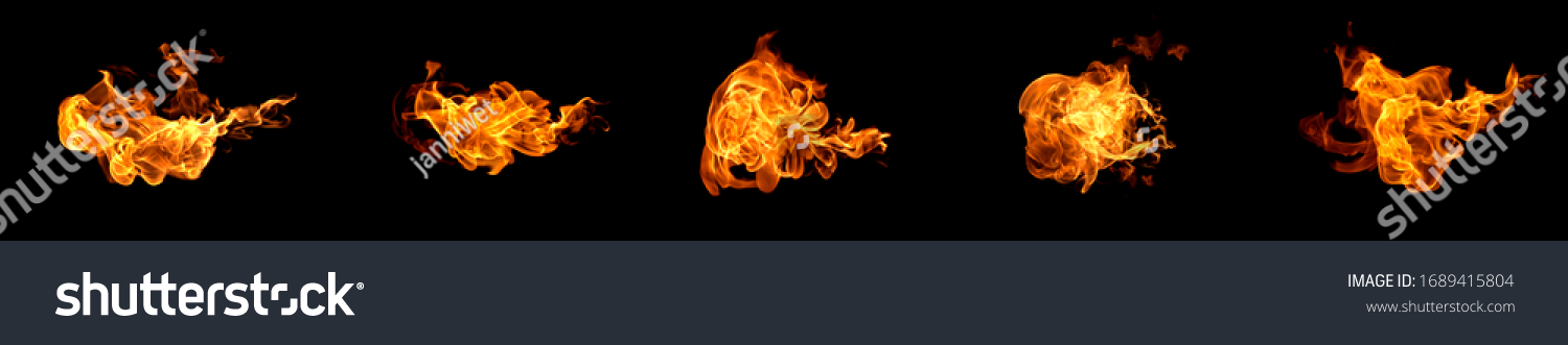 Fire flames on a black background abstract. #1689415804