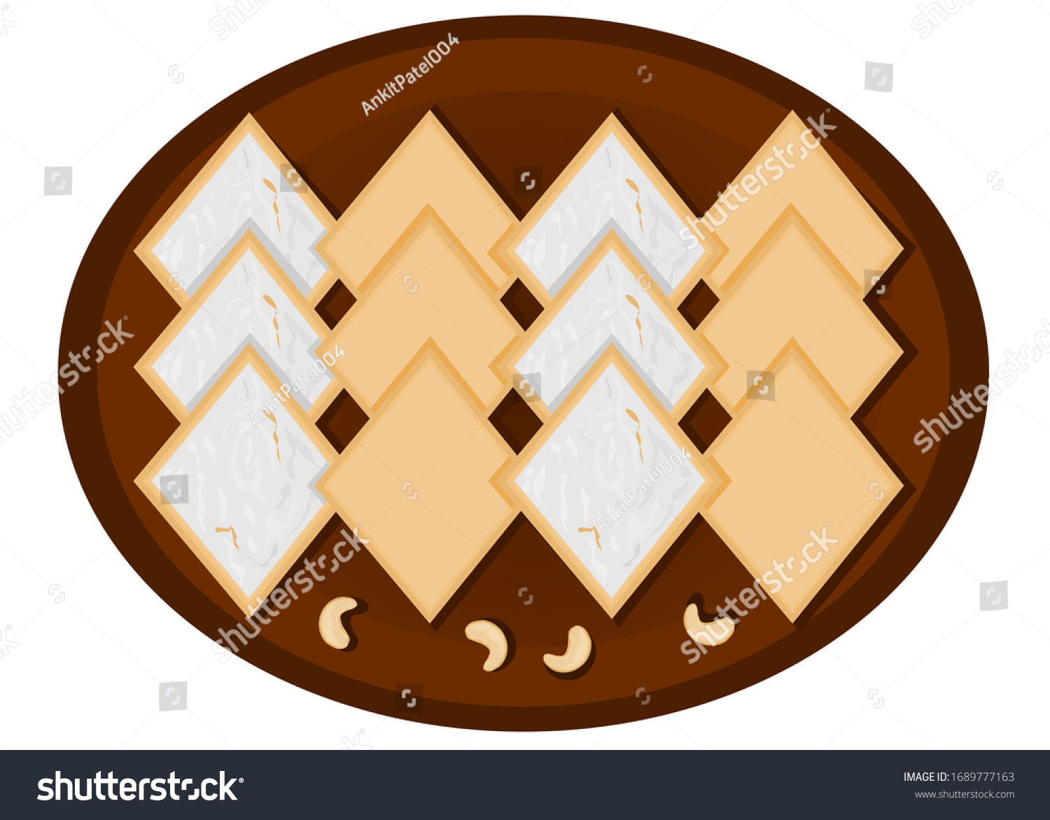 Kaju Katli Indian Sweets Vector Royalty Free Stock Vector 1689777163