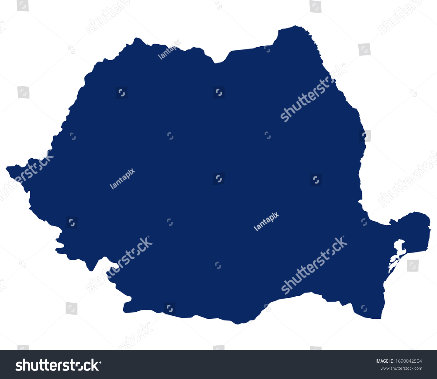 Map of Romania in blue colour #1690042504