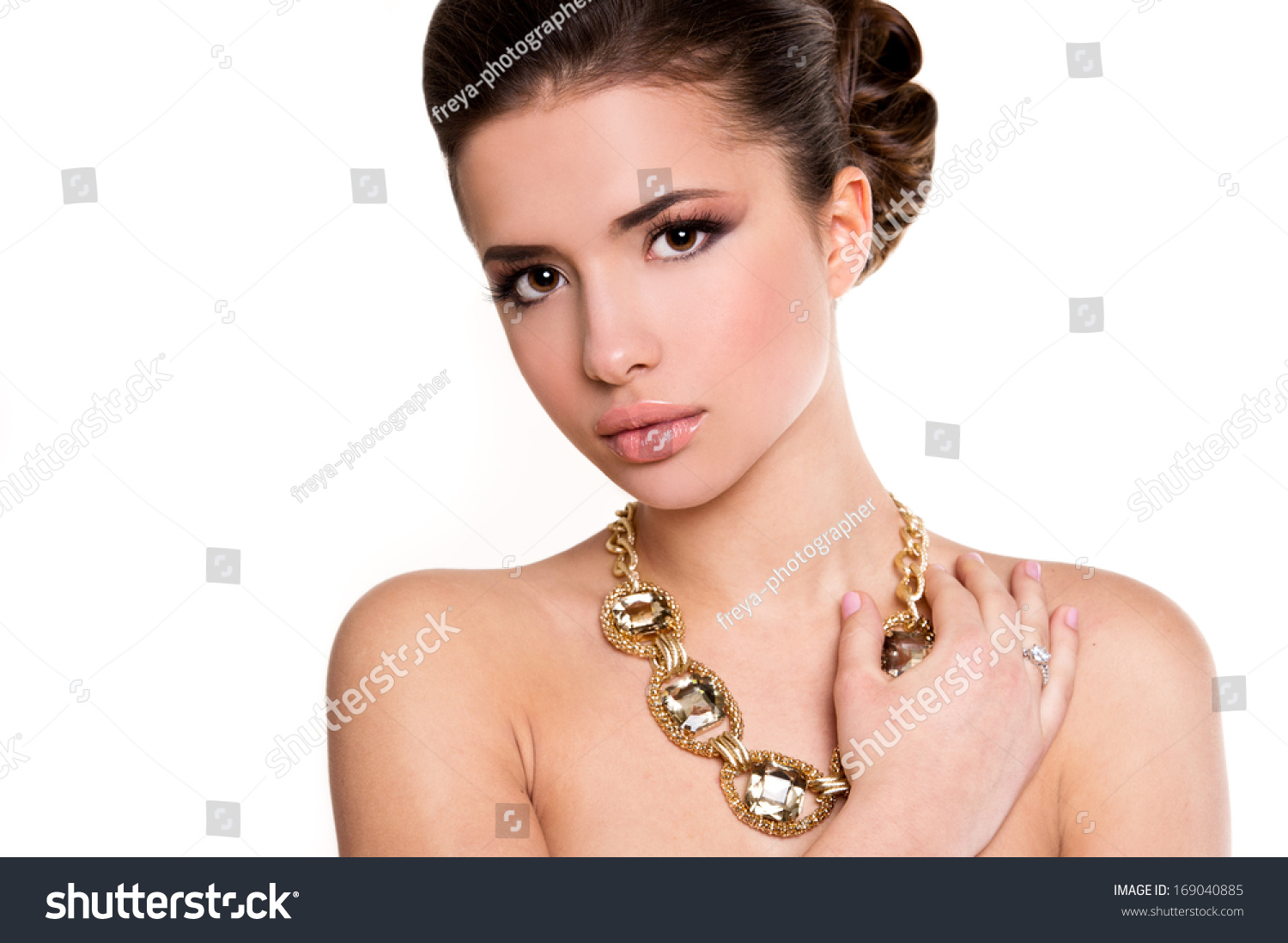  young beautiful woman with trendy make-up and hairstyle  #169040885