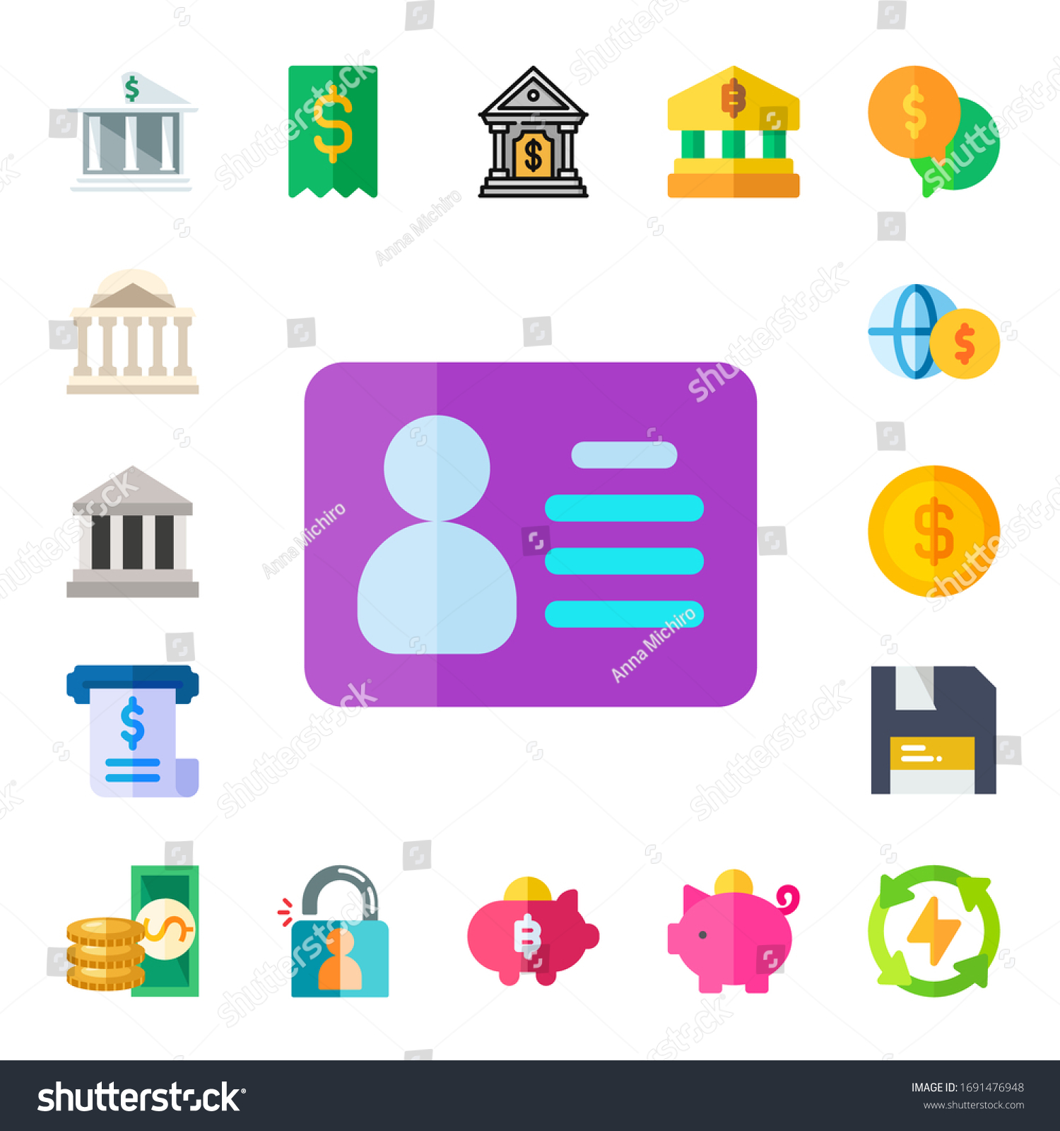 account icon set. 17 flat account icons. Simple - Royalty Free Stock ...