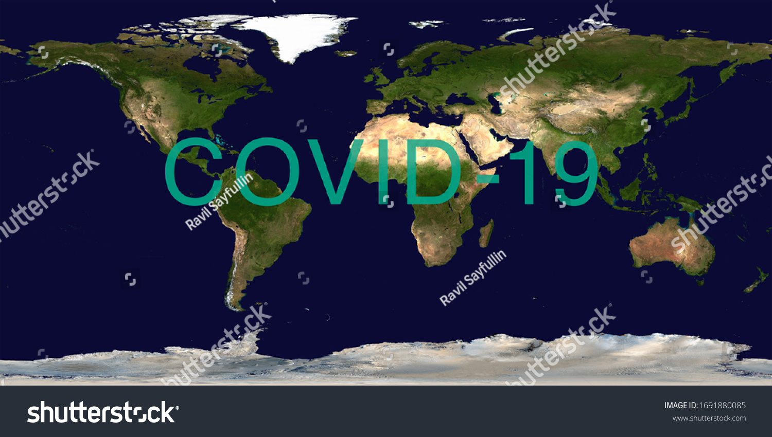 Coronavirus pandemic on world map. COVID-19 infection concept. Elements of this image furnished by NASA. #1691880085