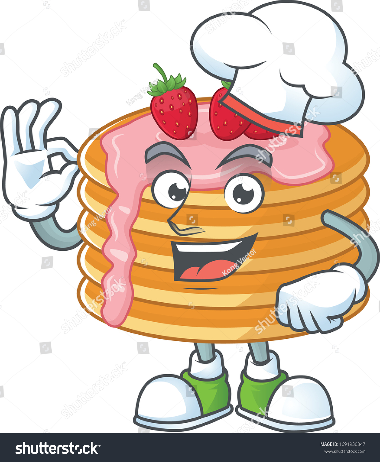 Strawberry cream pancake cartoon design style - Royalty Free Stock ...