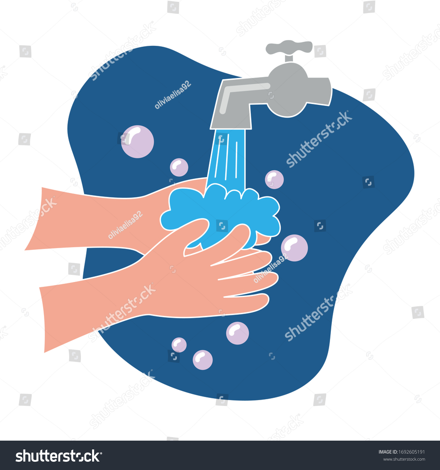 Cartoon Illustration Of Person Washing Hands Royalty Free Stock Vector 1692605191 6732