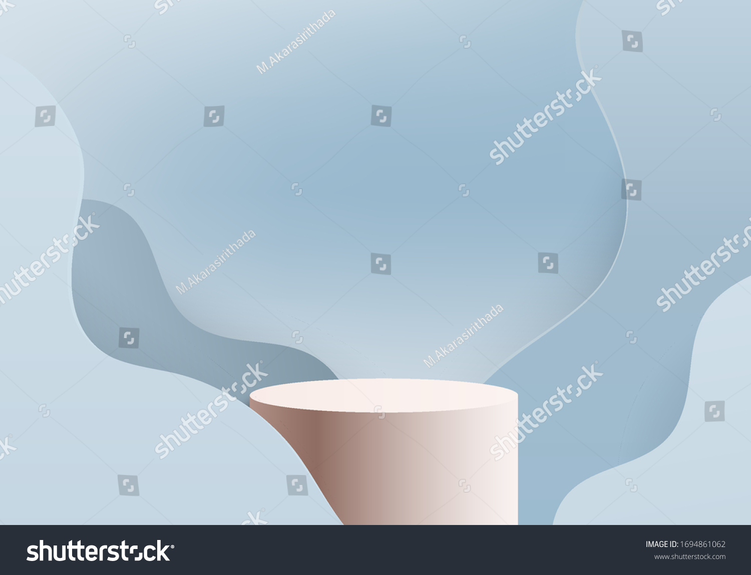 Background vector 3d blue render with marble podium and product blue cylinder scene, Product display background 3d rendering podium platform blue pastel. 3D stage podium display product 3d background #1694861062