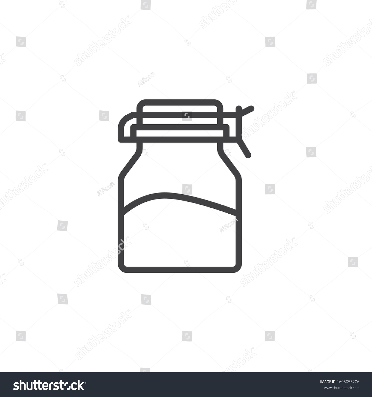 Spices glass jar line icon. Condiment bottle linear style sign for mobile concept and web design. Mason jar outline vector icon. Symbol, logo illustration. Vector graphics #1695056206