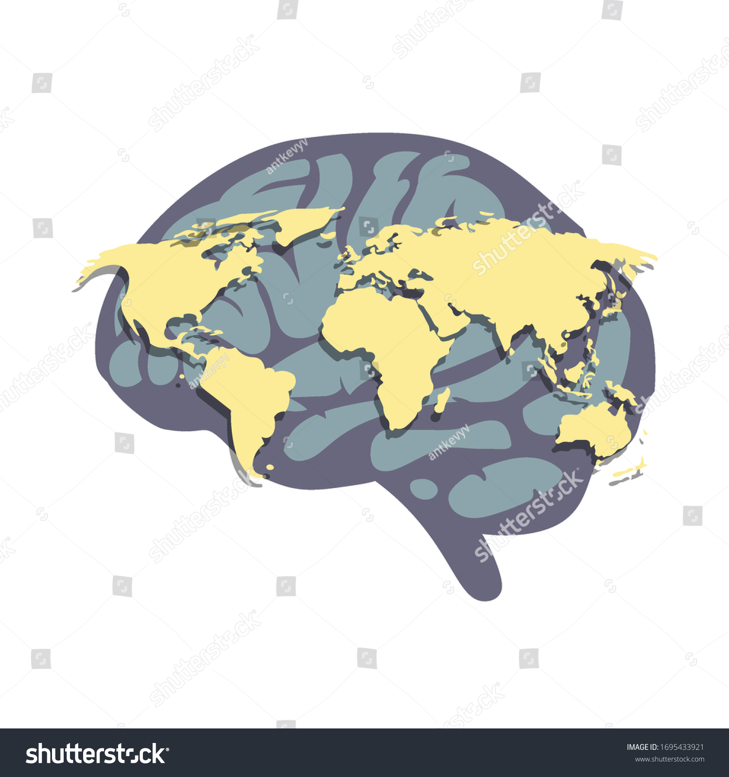 World map with human brain global population - Royalty Free Stock ...
