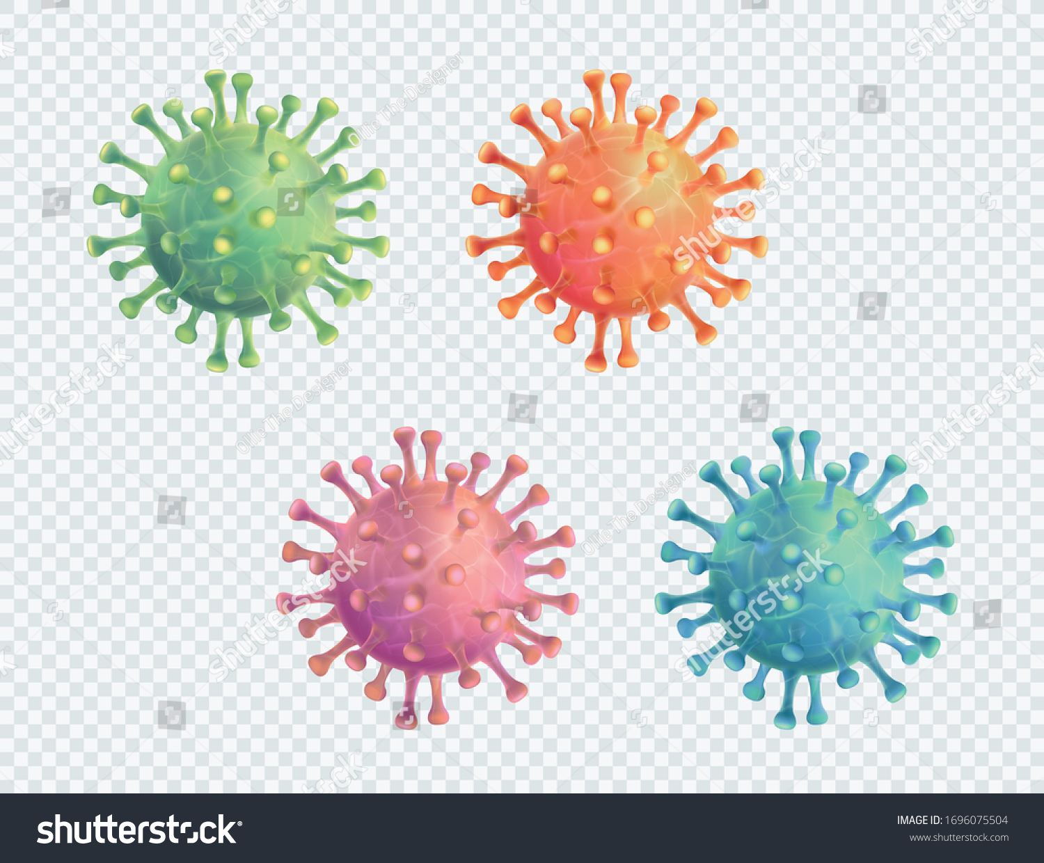 Coronavirus Covid-19 Vector 3d Realistic Illustration Set #1696075504
