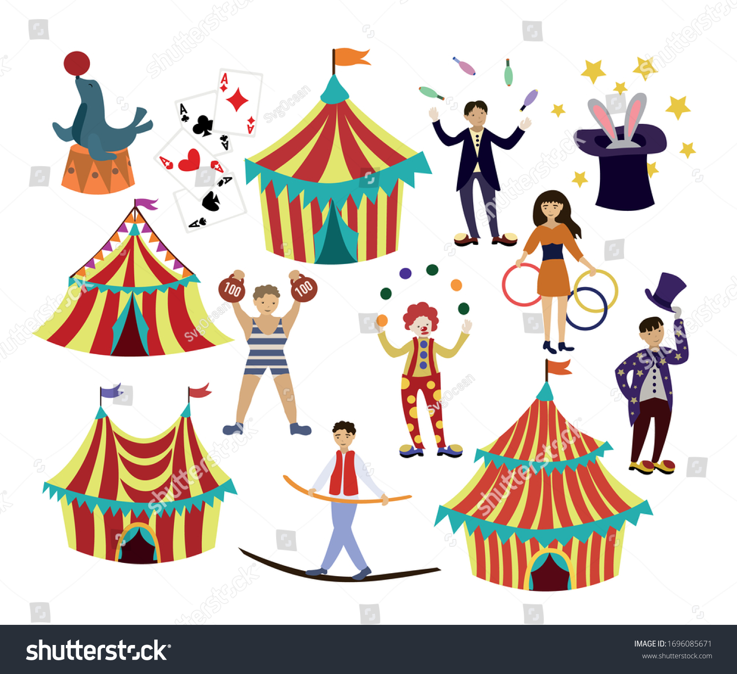 Cartoon circus. Circus artist and animals. - Royalty Free Stock Vector ...