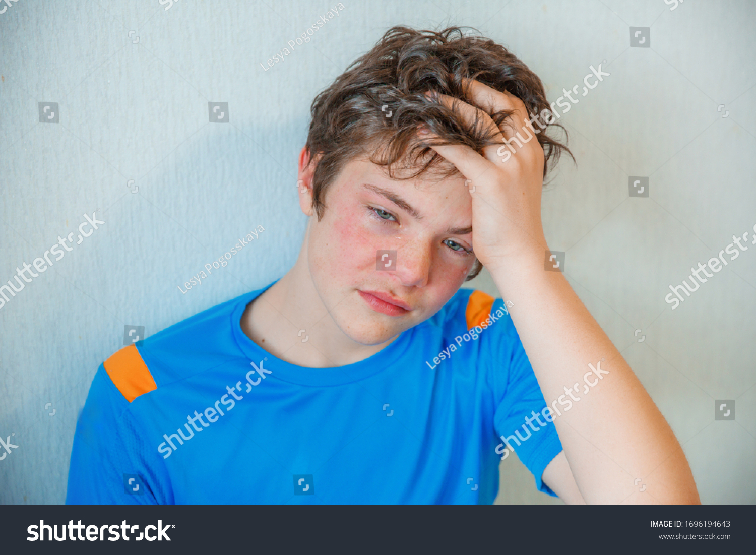 teen boy crying at home, crying #1696194643