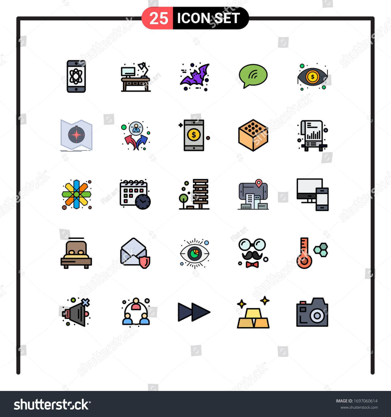 Set of 25 Modern UI Icons Symbols Signs for eye; - Royalty Free Stock ...