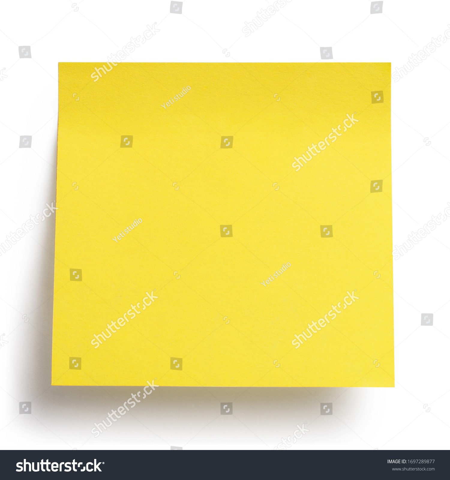 Close-up of a yellow blank sticker, isolated on white background #1697289877